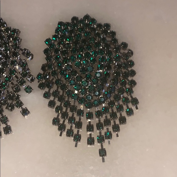 Long fringe crystal stud waterfall drop earrings - Picture 2 of 4